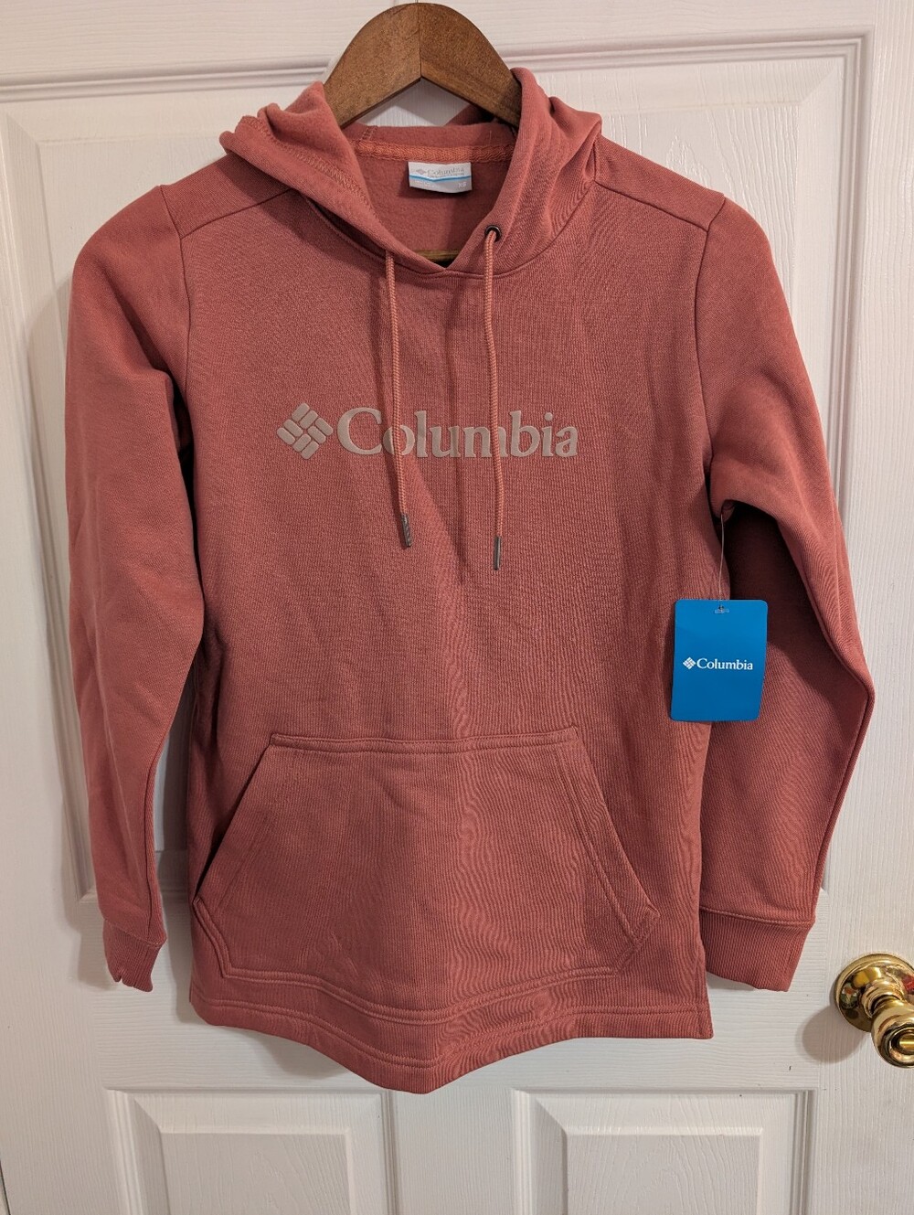 New Columbia Womens Hoodie Forest Glen Logo Pink Sweatshirt Size XS NWT